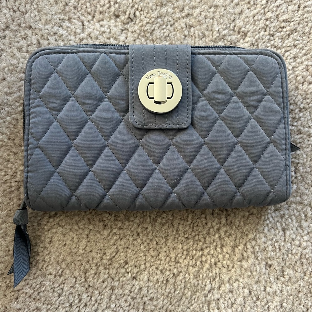 Grey Vera Bradley turnkey wallet